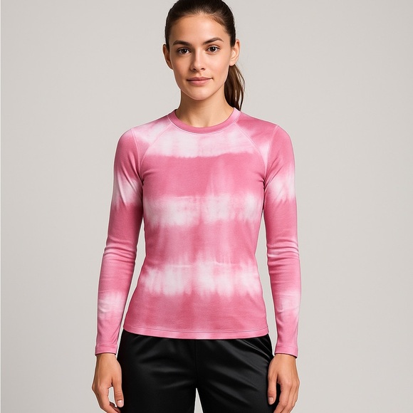 Nike Fitted Pro Combat Dri-Fit Pink and White Tie-Dye Long Sleeve - Picture 1 of 4